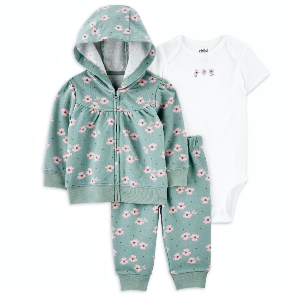 Carter's Child of Mine Baby Girl 3 Piece Cardigan Outfit Set, Size 6-9 months
